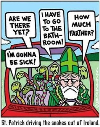 Cartoon - snakes & St. Patrick