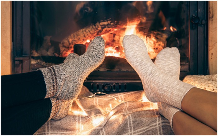 cozy up by a fire